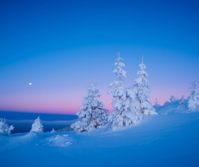 Winter landscape with A dawn in mountains Stock Photo 34