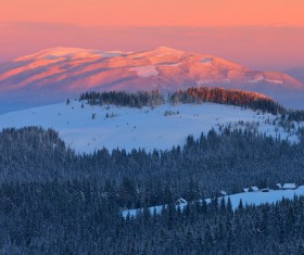 Winter landscape with A dawn in mountains Stock Photo 37