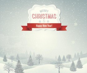 Winter landscare with christmas labels vector