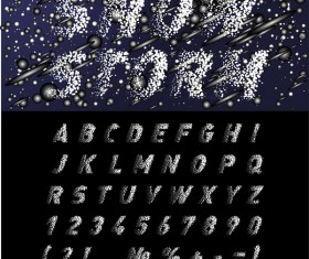 Winter snow alphabet with number vector