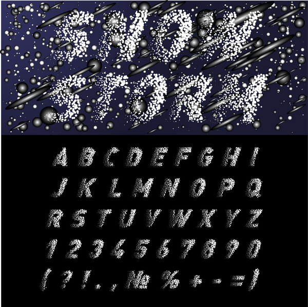 Winter snow alphabet with number vector