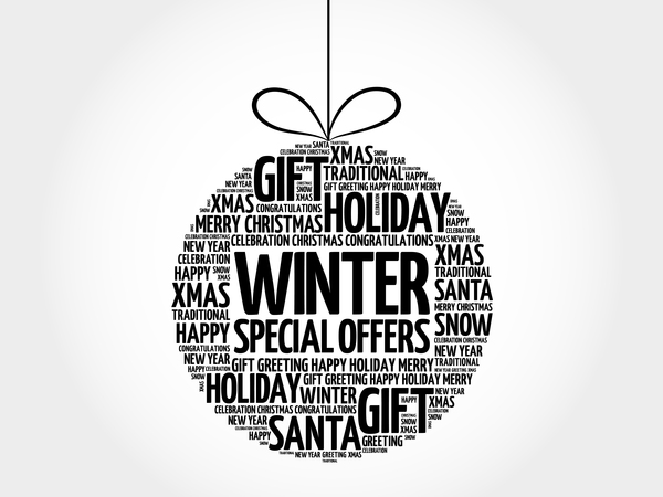 Winter special offers with word cloud christmas ball vector