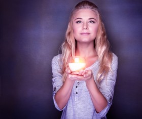 Woman holding candlelight HD picture 01
