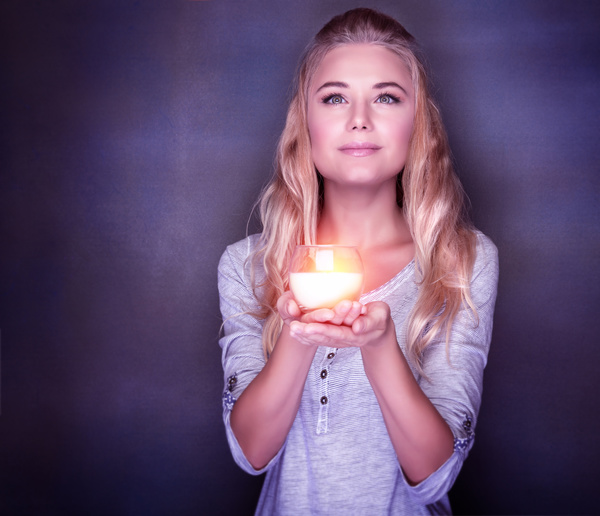 Woman holding candlelight HD picture 01