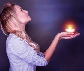 Woman holding candlelight HD picture 02
