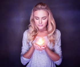Woman holding candlelight HD picture 03