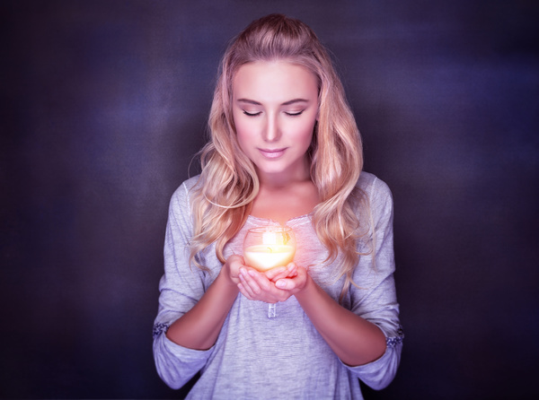 Woman holding candlelight HD picture 03