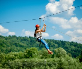 Women at high altitude challenge Stock Photo