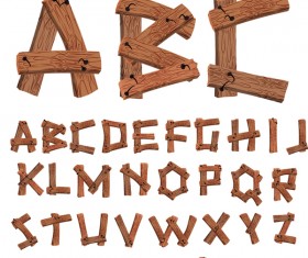 Wood textures alphabet and numbers vectors