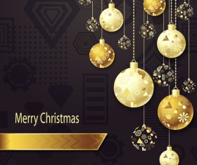 Xmas balls beige gold with dark background vector