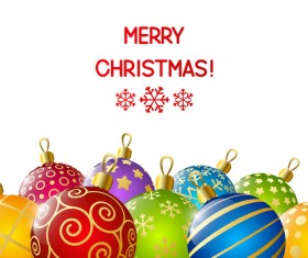 Xmas color balls with white background vector 01