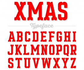 Xmas red alphabet vector set