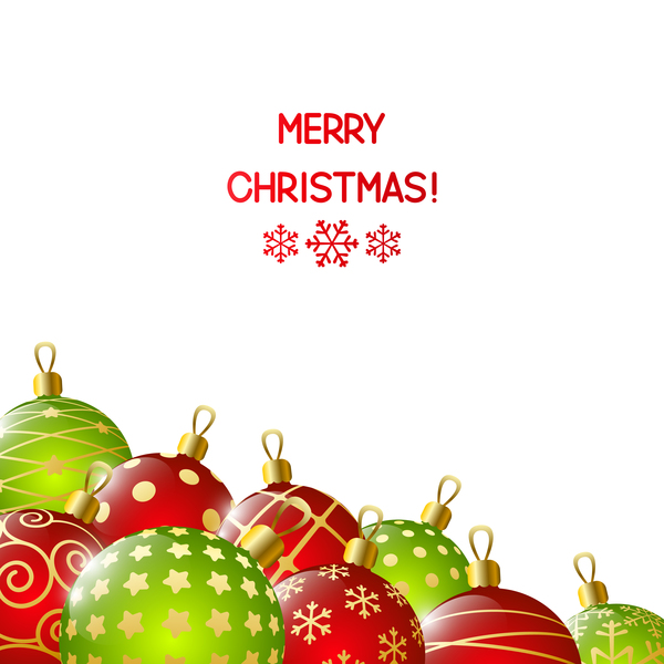 Xmas red and green balls with white background vector
