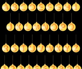 Yellow christmas ball alphabet vector