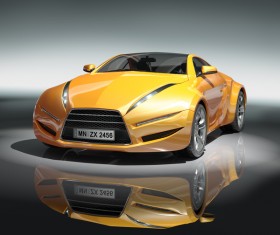 Yellow sports car Stock Photo