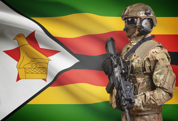 Zimbabwe Flag and Armed Soldier HD picture