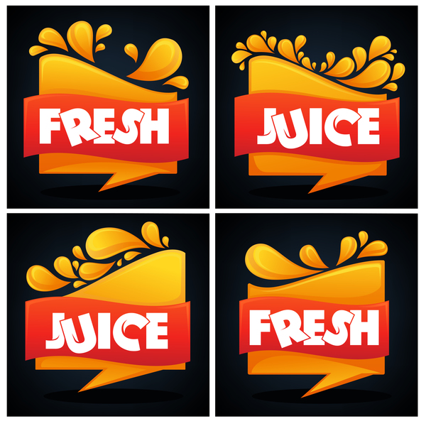 fresh juice labels vector