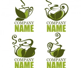 green tea logos design vector