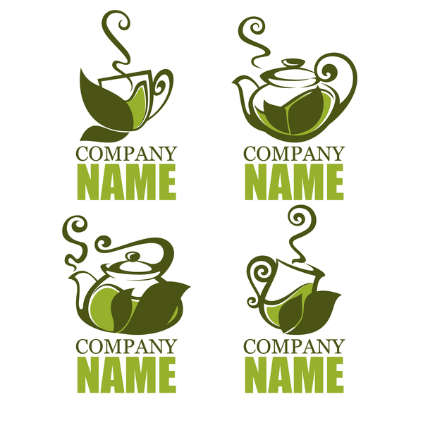 green tea logos design vector