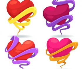 hearts and ribbons labels vector