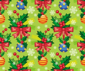 holly and christmas ball seamless pattern vector