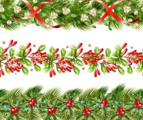 holly border christmas decor vector