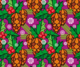holly seamless christmas pattern design vector