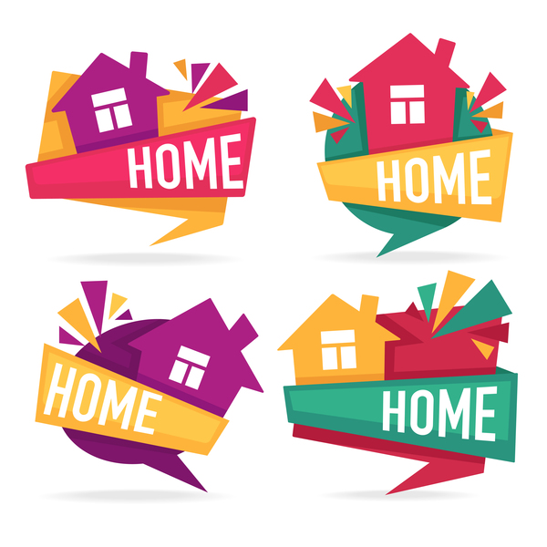 home stickers vector set