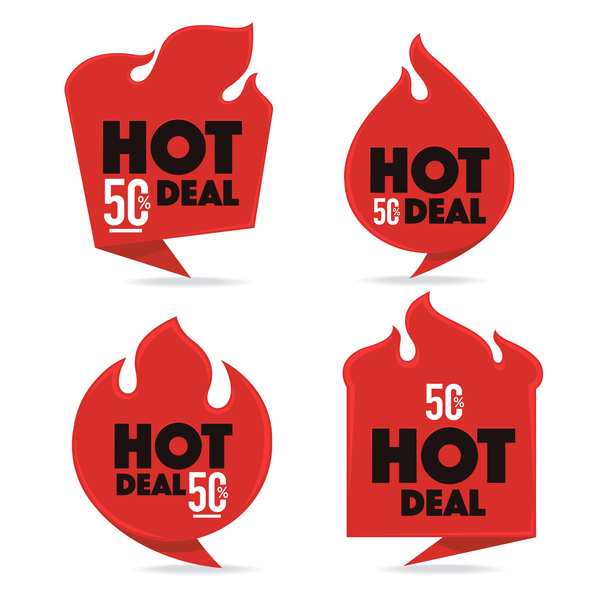 hot deal red labels vector