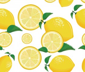 lemon with lemon slice seamless pattern vector