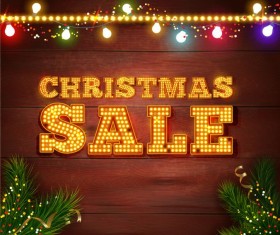 light bulb with neon christmas sale vector material