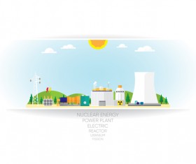 nuclear energy white background vector