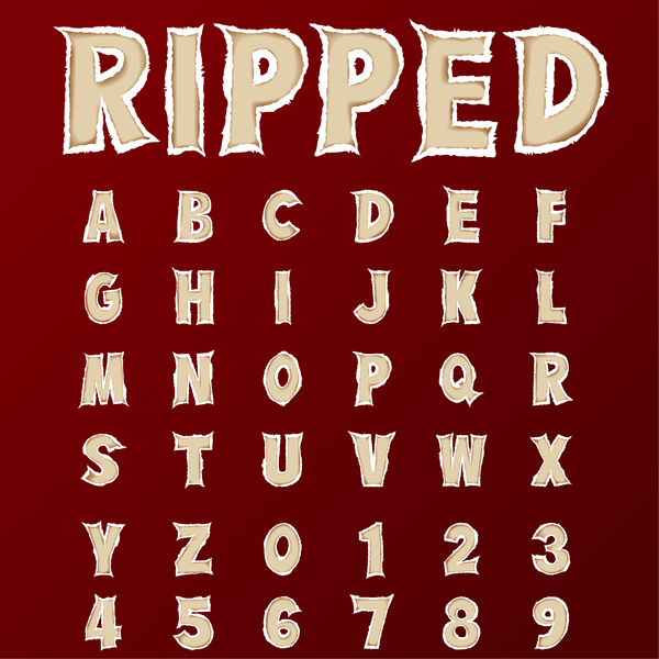 ripped open paper alphabet vector