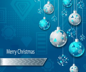 silver blue christmas balls silver with blue background vector