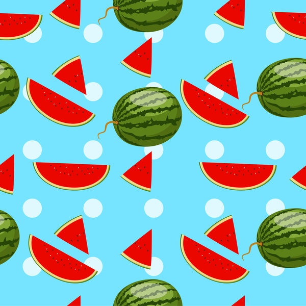 watermelon with slice vector seamless pattern