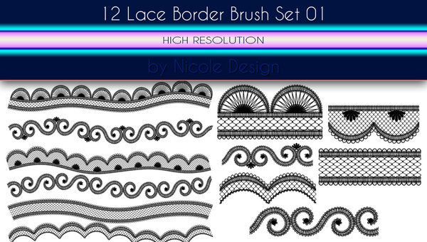 12 Kind Lace Border photoshop brushes