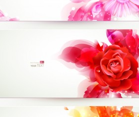 3 Kind flower banners vector material