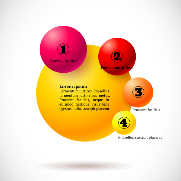 3D colored balls with numbered infographics vector 01