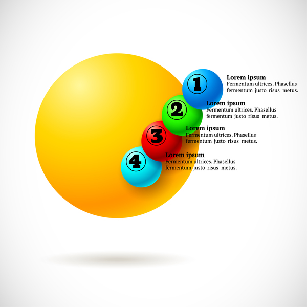 3D colored balls with numbered infographics vector 04