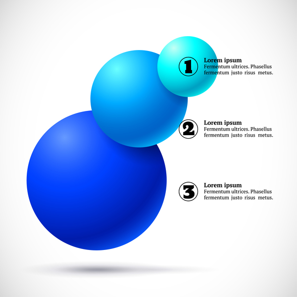 3D colored balls with numbered infographics vector 06