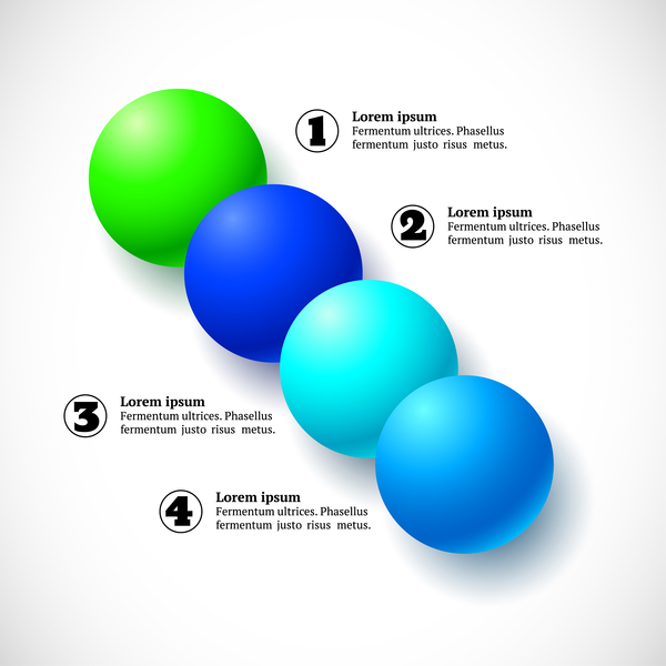 3D colored balls with numbered infographics vector 09