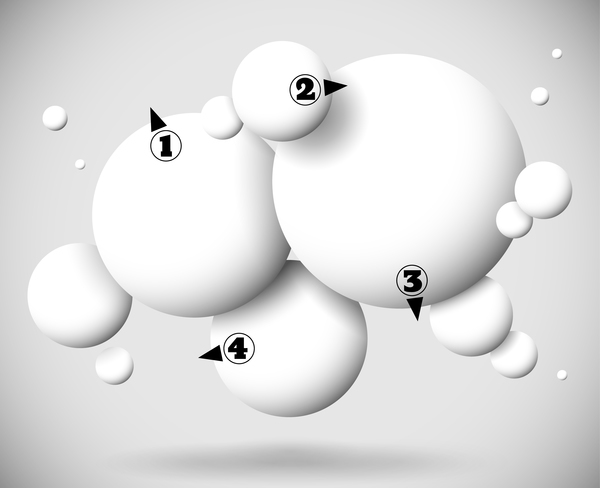 3D white balls with numbered vector 01