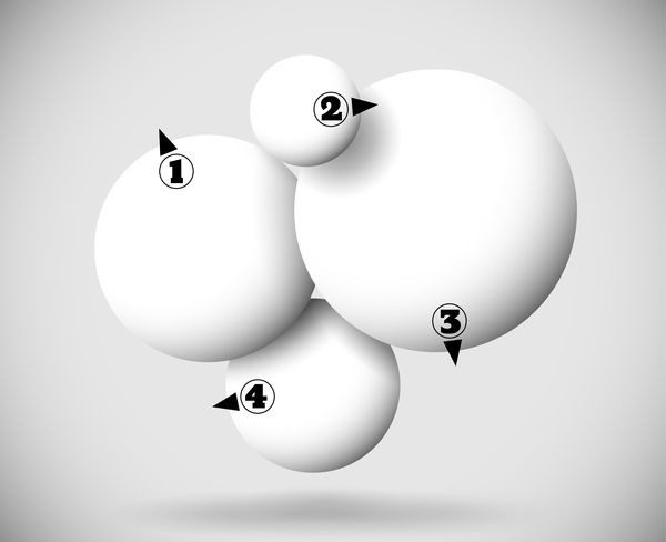 3D white balls with numbered vector 02