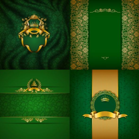 4 kind green luxury background vector free download