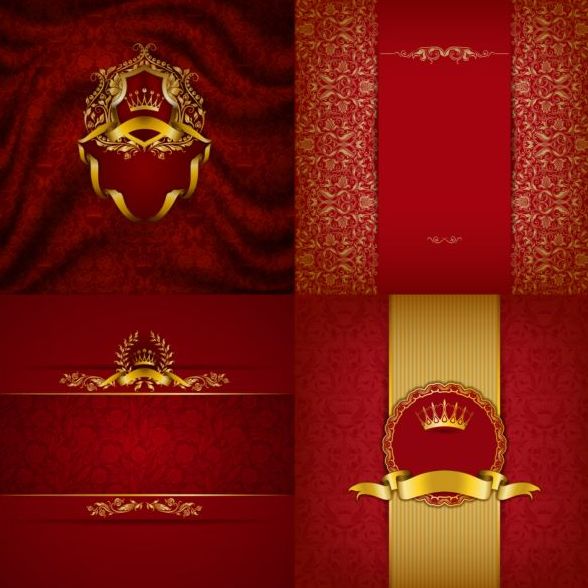 4 kind red luxury background vector free download