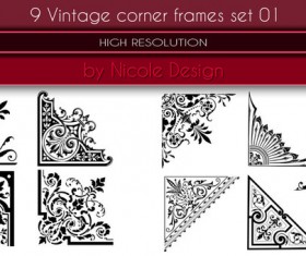9 Vintage corner frames photoshop brushes