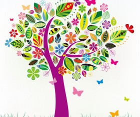 Abstract Tree with Flower Patterns