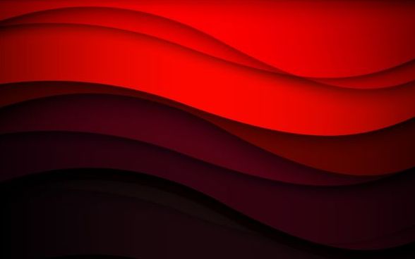 Abstract red waves and data stream concept vector background