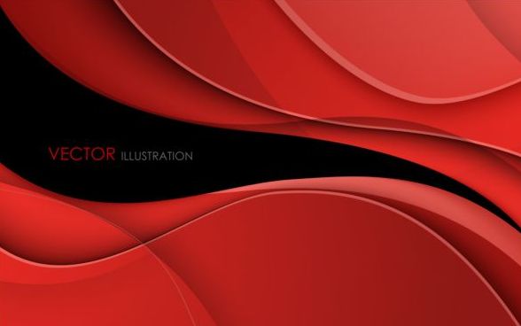 Abstract red waves with data stream concept vector background