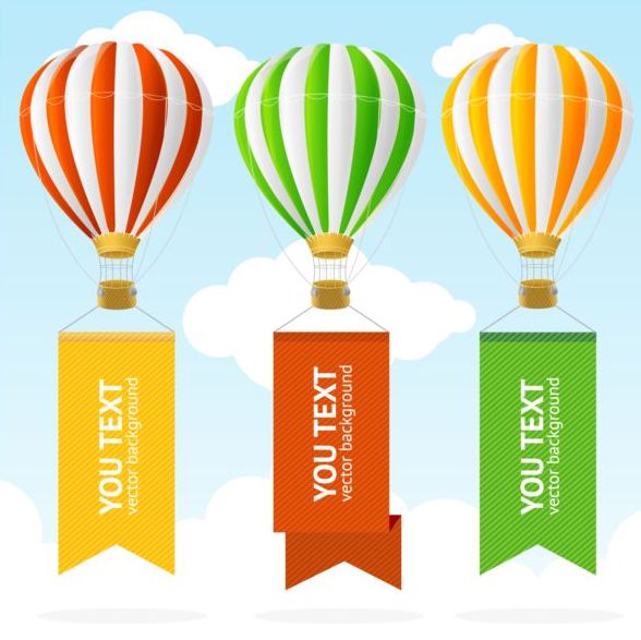 Air balloon with banner vectors